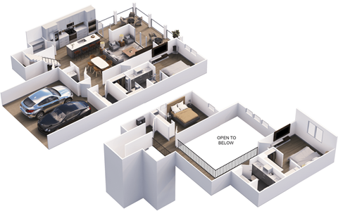 Floor plan for 3 beds, 2.5 baths, 1970 sqft